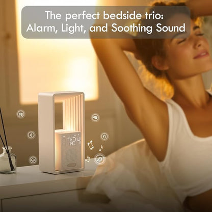 WILIT Digital Alarm Clock Sunrise, White Noise Sound Machine with Nightlight, 9 Sleep Aid Sounds Wake up Light for Heavy Sleepers, Dimmable Display, Snooze, USB Charging Port,Gifts for Women,Men,Teens