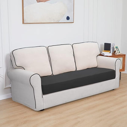 Easy-Going 100% Waterproof Oversized Sofa Seat Cushion Slipcovers Couch Cushion Cover Stretch Furniture Protector for Kids, Pets (Oversized Sofa Cushion, Dark Gray)