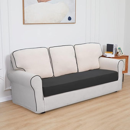 Easy-Going 100% Waterproof Oversized Sofa Seat Cushion Slipcovers Couch Cushion Cover Stretch Furniture Protector for Kids, Pets (Oversized Sofa Cushion, Dark Gray)