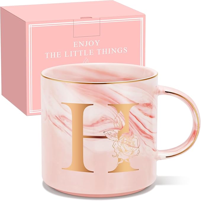 Valentines Day Gifts for Her, Anniversary Birthday Galentines Gifts for Women Mom Grandma Friend Sister Wife Teacher Coworker, Personalized Initial Customized Gift Monogrammed A-Z Coffee Mug 12 OZ(H)