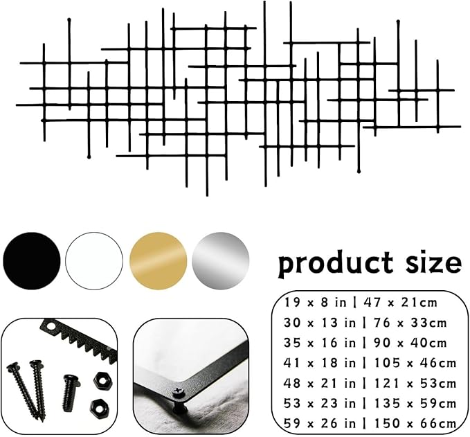 Metal Geometric Line Wall Art, Modern Minimalist Abstract Metal Line Art Wall Decor for Living Room Bedroom Office Kitchen Dining Room (Gold, 48 x 21 in | 121 x 53cm)