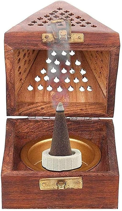 IBLAY Wooden Incense Holder Cone Dhoop Burner Holder 5" H