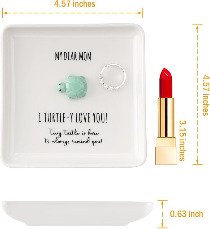 HOME SMILE Turtle Jewelry Dish Tray-Mom Gifts from Daughter Son,Birthday Mothers Day Gifts for Mom Mother Mama Presents,I Turtley Love You Gifts