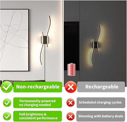 Modern Plug in Wall Sconce Set of 2, Black Dimmable LED Wall Light with Remote Control, 3CCT Adjustable & Memory Function, Timer, Plug in Cord Wall Lamp for TV Wall Living Room Hallway Bedroom