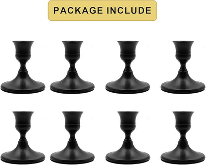 Taper Candle Holders, Black Candlestick Holders for Table Centerpieces, Weddings, Parties, Anniversaries and Home Decor, Elegant Candle Holders, Set of 8