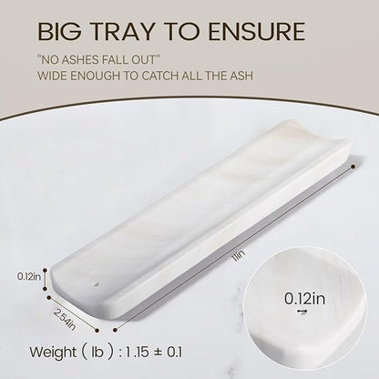 Koville Marble Incense Holder, Incense Holder for Sticks, Incense Sticks Holder Ash Catcher for Meditation Yoga SPA, Natural Stone Incense Burner, Home Table Decor (White)