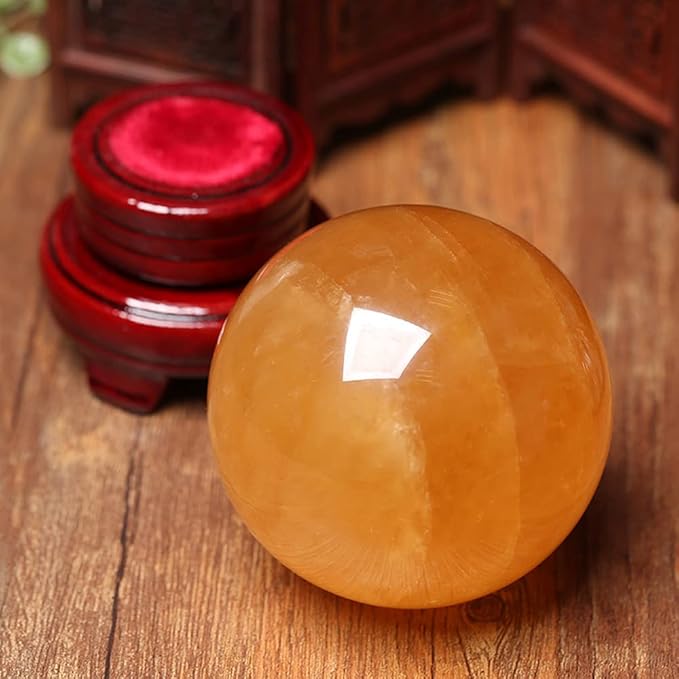 4 inch Natural Citrine Crystal Sphere Ball Feng Shui Ornament+Stand and One Free Bracelet (4inch(100mm))