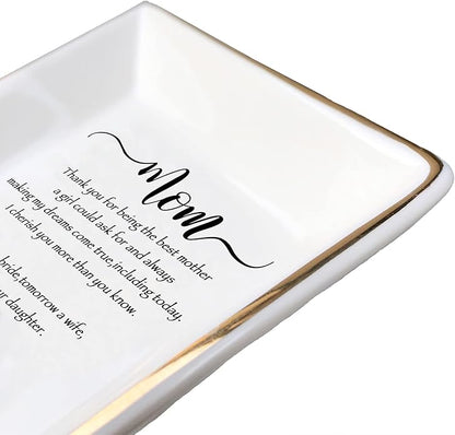 HOME SMILE Ceramic Ring Dish Jewelry Tray for Mom Sister Friends