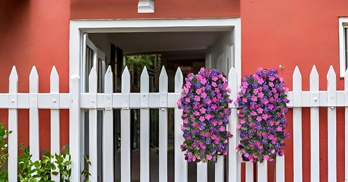 Artificial Fake Hanging Flowers Plants for Outdoor Winter Summer Decoration, 2PCS Faux Silk Daisy Flower Look Real UV Resistant Orchid Vine for Home Outside Garden Wall Indoor(Dark Purple and Fuchsia)