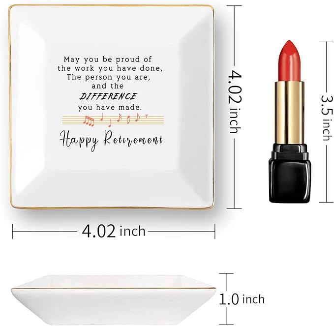 Retirement Gifts for Women 2022 Teacher Happy Retirement Decorations Party Appreciation Gift Female Nurse Friend Mom Coworker Boss Plaque Best Funny Jewelry Dish Personalized Trinket Tray Ring Plates
