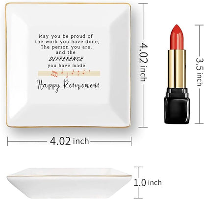 Retirement Gifts for Women 2022 Teacher Happy Retirement Decorations Party Appreciation Gift Female Nurse Friend Mom Coworker Boss Plaque Best Funny Jewelry Dish Personalized Trinket Tray Ring Plates