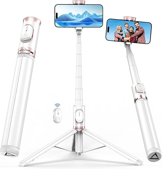 67" Selfie Stick Tripod, All in One Phone Tripod with Wireless Remote, Extendable Compact Tripods Portable Travel Stand for iPhone Android Selfie/Video Recording/Live Stream/Vlog