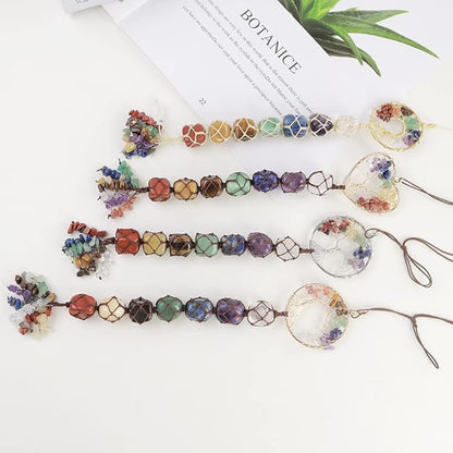 Anjiucc 7 Chakra Stone Healing Crystal Tree of Life Wall Hanging Home Interior Decoration，Window Decoration，Yoga Meditation