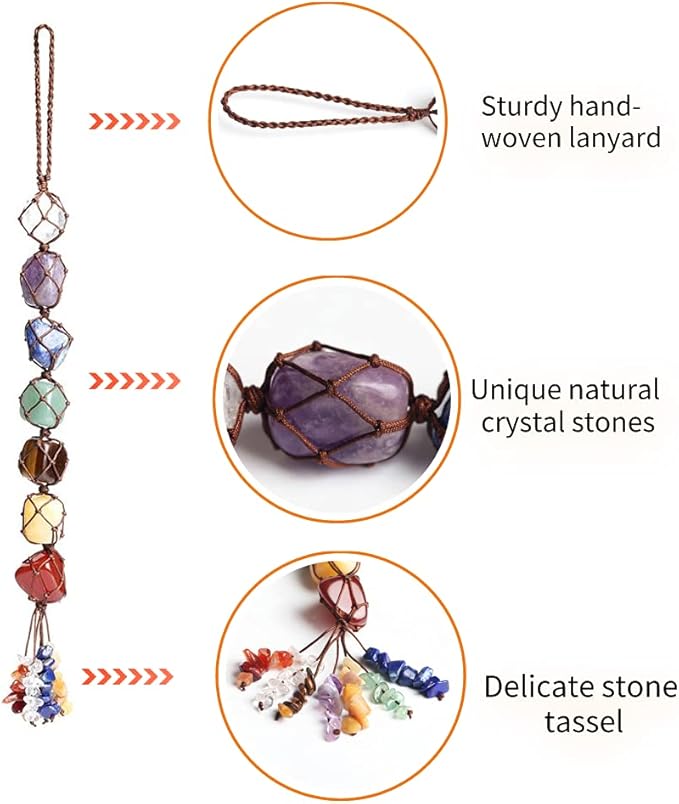 Handmade Crystal Window Car Hanging Ornaments 7 Chakra Home Decoration Feng Shui Ornament Yoga Meditation Car Decoration Tumbled Palm Stones Christmas Decorations Ornaments