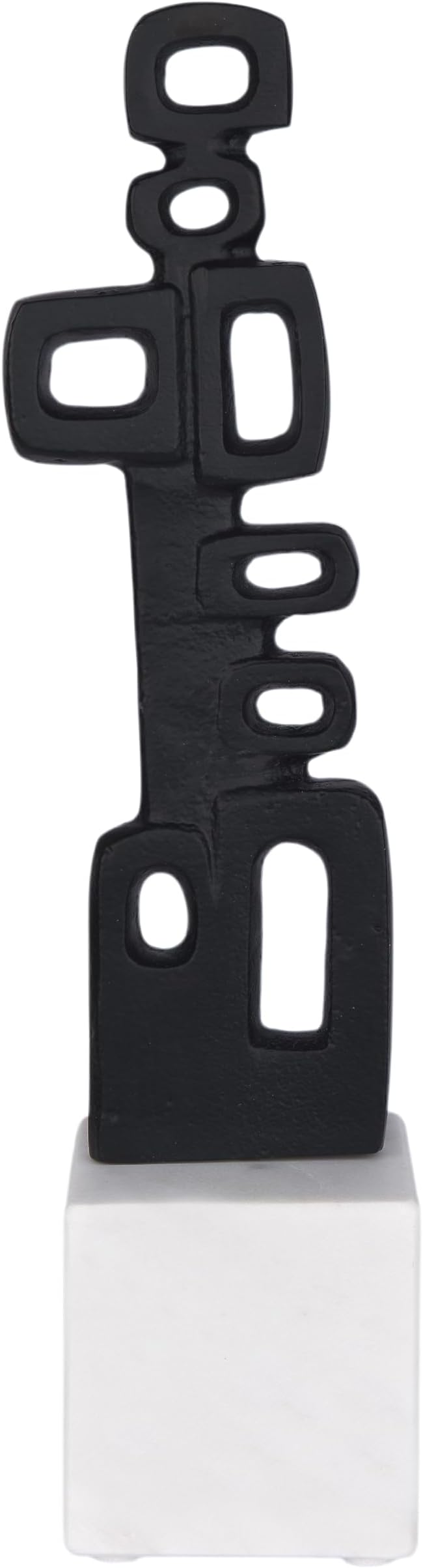 Cruiser’s Caché Abstract Geometric Sculpture, Artisan-Made Cast Aluminum with Black Anthracite Finish, Natural Marble Base, 13"