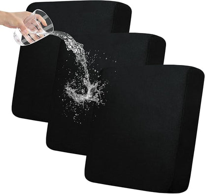 Easy-Going 100% Waterproof Chair Oversized Sofa Seat Cushion Slipcovers Couch Cushion Cover Stretch Furniture Protector for Kids, Pets (3-Piece Oversized Sofa Cushion, Black)