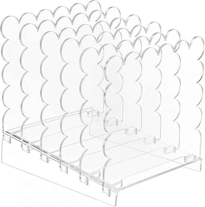 Clear Vertical File Organizer Acrylic File Holder Mails Letter Paper Envelope holder Stand Desk Organizer for Office Home School(Removable 5 Compartments,9.8 x 9.5 x 7.9 Inch)