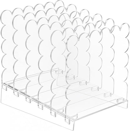 Clear Vertical File Organizer Acrylic File Holder Mails Letter Paper Envelope holder Stand Desk Organizer for Office Home School(Removable 5 Compartments,9.8 x 9.5 x 7.9 Inch)