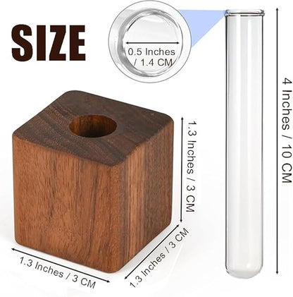 Test Tube Vases Fridge Magnets,Magnetic Wooden Wall Planter Vases Fridge Decor,Cute Test Mini Flower Vase for Hydroponics Plants Flower Display Home Decoration,2 Pieces