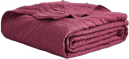 Oversized Bedspread - Queen Size Bedding Cover - Modern & Contemporary Coverlet Set, Real Stitching, Reversible, Lightweight, 4 Piece, Burgundy