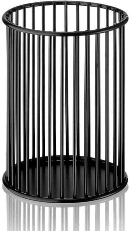 ZJEOSO Black Metal Pen Holder for Desk， Heavy Duty Pencil Organizer Cup with, Pencil Holder for Office & Home, Storage for Stationery/Cosmetics/Art Supplies, Matte Finish, High 3.94 Inch