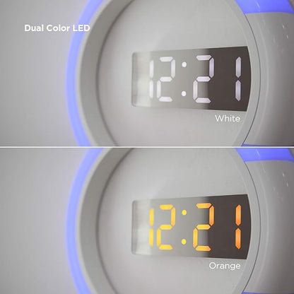 mooas Mood Light LED Silent Digital Wall Clock with Remote, Backlit Nightlight, Modern Digital LED Wall Clock Display Alarm Clock Melody 5 Brightness for Bedroom Living Room