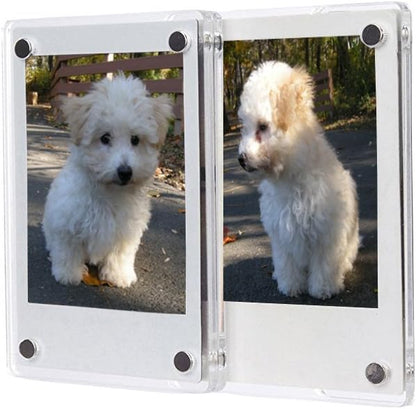 FoRapid 3" Dual Sided Clear Acrylic Refrigerator Magnetic Photo Frame, Frameless Display Compatible with Fujifilm Mini 9 8 8+ 2x3 Photo