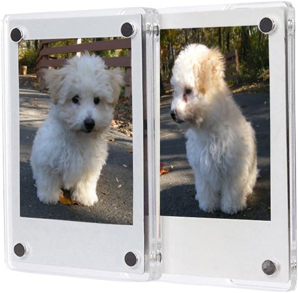 FoRapid 2 PCS 3-inch 2-Sided Clear Acrylic Refrigerator Magnetic Photo Frame-Elegant Frameless Display Fujifilm Mini 9 8 8+ 70 7s 90 25 26 50s Film/Cards/Memos/HP Pocket Photo Paper/2x3 Photo