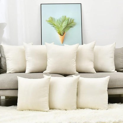 Pack 8 Linen Throw Pillow Covers Set Cushion Case for Sofa Bedroom Car, Blank for HTV Iron on Design,18x18 Inch