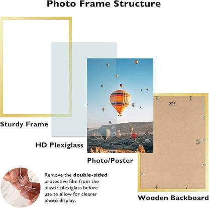 16x24 Picture Frame Set of 2 Gold for Poster Photo Picture and 40x60 cm Canvas, Horizontal and Vertical Formats for Wall Hanging, 16 x 24 Wall Gallery Poster Photo Frame,2 Pack, Gold