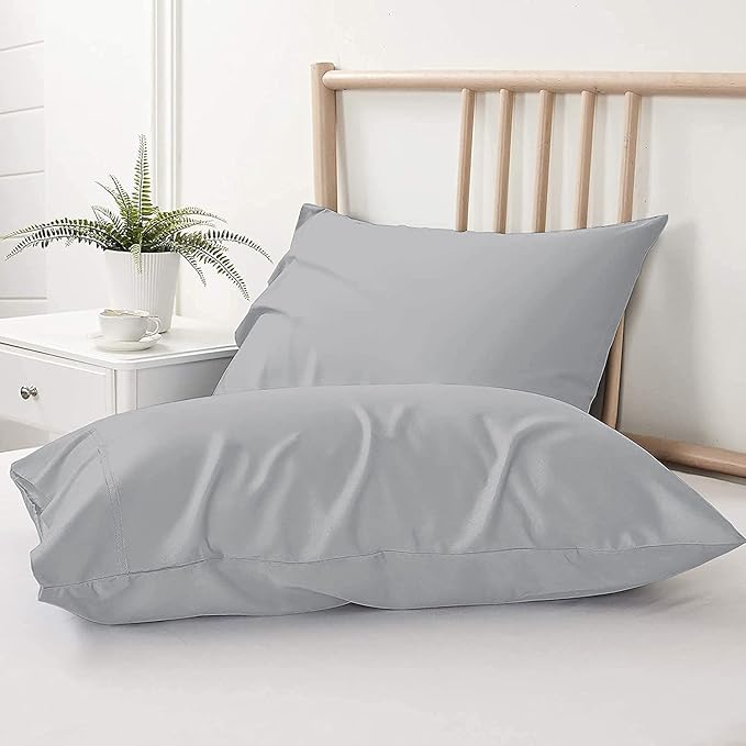 Upgrade Your Bedding Experience with The Made of 100% Cotton Pillow Cases 2 Pack Queen Pillowcases 20" x 30" Size fits Queen Pillows. Envelope Closure Silver