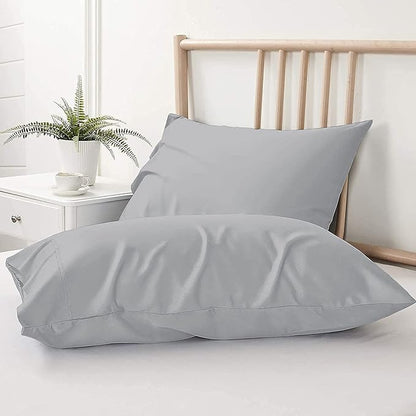 Upgrade Your Bedding Experience with The Made of 100% Cotton Pillow Cases 2 Pack King Pillowcases 20" x 40" Size fits King Pillows. Envelope Closure Silver