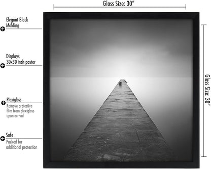 Americanflat 30x30 Picture Frame with Polished Plexiglass - Epic Collection - Square Picture Frame with Engineered Wood - Wide Photo Frames for Wall display - Black