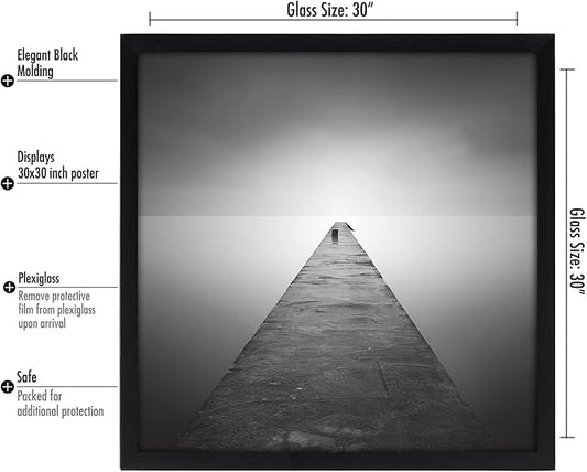 Americanflat 30x30 Picture Frame with Polished Plexiglass - Epic Collection - Square Picture Frame with Engineered Wood - Wide Photo Frames for Wall display - Black