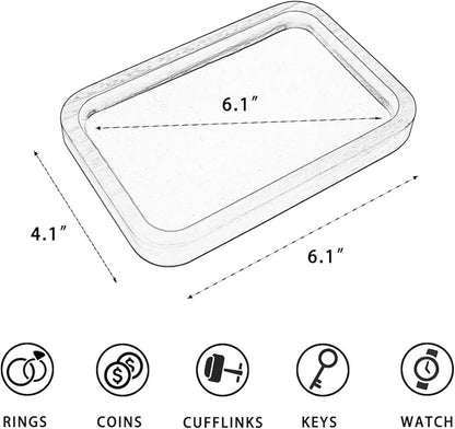 Walnut Solid Wood Square Jewelry Display Valet Tray Dish for Elegant Presentation of Your Finest Pieces, Perfect for Personal Use Men Gift 6.1"