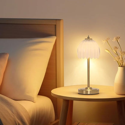 Tulip Lamp Shades Replacement, 5" Dia. * 4.25" H，0.394” Top Hole White Glass Sconce Shade Heavy and Thick for Table Lamp, 2 Pack