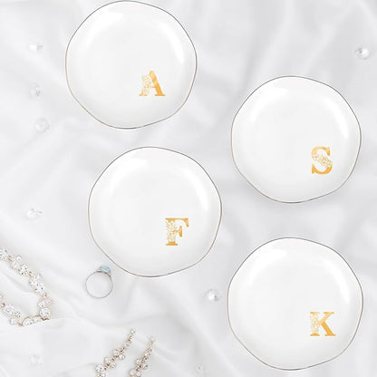 Initials Ring Dish Jewery Tray with Personalized P Monogrammed, Decorative Trinket Dish for Rings Earrings Necklaces Bracelet Watch Keys, Women Wife Friend Birthday Wedding Christmas Gifts