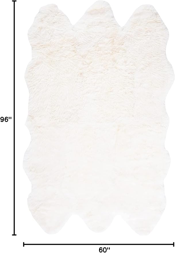 SAFAVIEH Sheep Skin Collection Area Rug - 5' x 8', Natural & White, Handmade Rustic Glam Genuine Pelt, 3.4-inch Thick Ideal for High Traffic Areas in Living Room, Bedroom (SHS211A)
