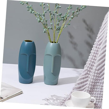 Generic Abstract Navy Blue Plastic Vase Lightweight Decorative Flower Container for Home Office Hotel Wedding Centerpiece with Dried Flower Display