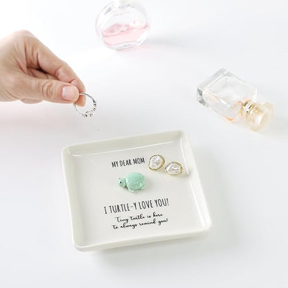 HOME SMILE Turtle Jewelry Dish Tray-Mom Gifts from Daughter Son,Birthday Mothers Day Gifts for Mom Mother Mama Presents,I Turtley Love You Gifts