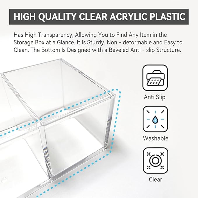 Acrylic Pen and Silverware Holder, Desk Or Wall Mount Storage Organizer,is Perfect for Office, Stationery, Kitchen and Bathroom Caddy,Desk Pencil Accessories.(Clear)