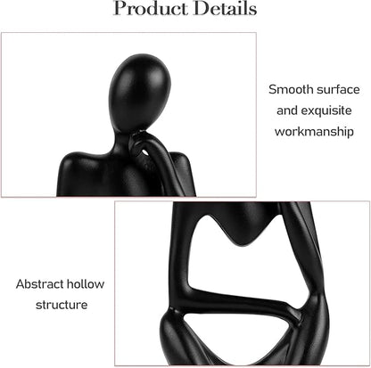 Creative Resin Thinker Minimal Abstract Art Sculpture Statue Figurines Home Office Bookshelf Desktop Decor (Black, Right, Small)