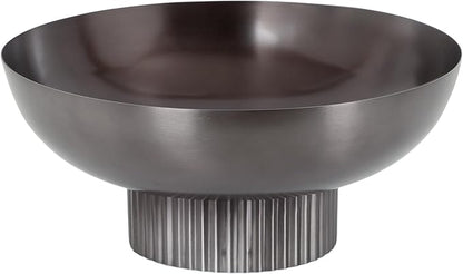 Kate and Laurel Rooks Ribbed Decorative Metal Bowl, 12 Inch Diameter, Gray Gunmetal, Modern Raised Fruit Bowl for Kitchen Counter or Use as a Key Bowl for an Entryway Table