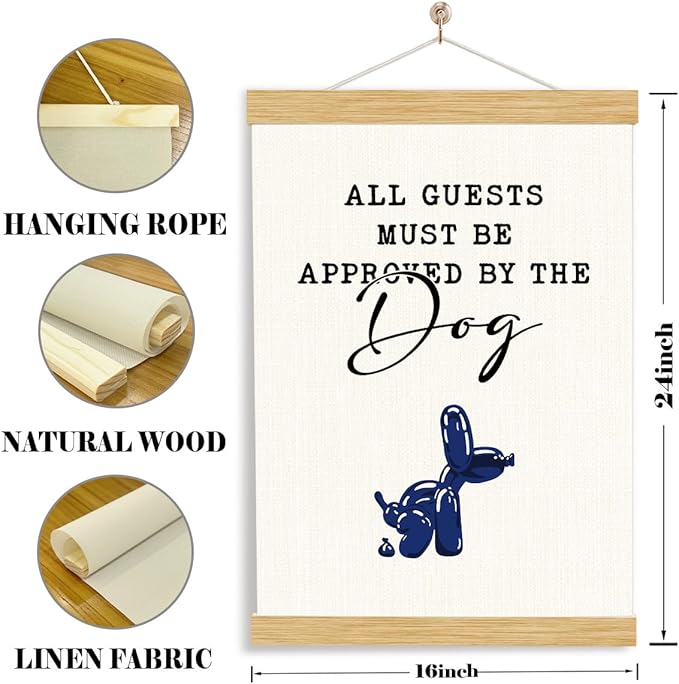 YGSDZY Funny Dog Poster, All Guest Must Be Approved by the Dog, Trendy Wall Art, Dogs Owner Gift, Puppy Lover Home Decor for Front Door Porch Living Room, Housewarming Decors 11.8 * 15.7