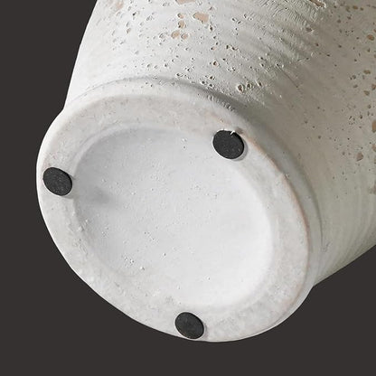 Sunddo Rustic Ceramic Flower Vase with 2 Handles, Textured Farmhouse Vase, White Modern Decorative Vases, Living Room, Shelf, Mantle, Entryway, Fireplace Decor