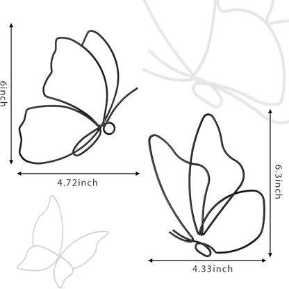 Hotop 6 Pieces Metal Butterfly Wall Decor Metal Wall Art Heart Hanging Decorations Wire Flowers Decals Decor for Kitchen Bathroom Indoor Outdoor Wedding Birthday Party (Classic,Black)