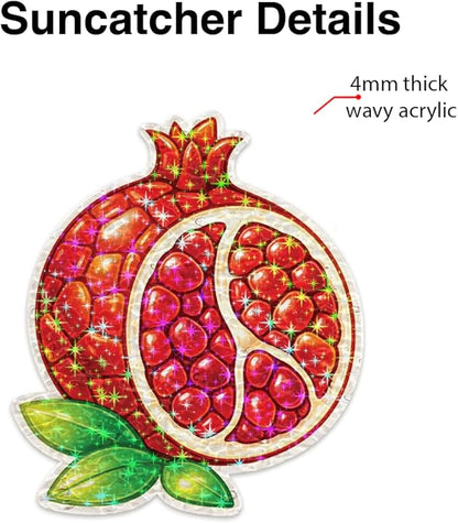 Ruby Pomegranate Fruit Acrylic Suncatcher, Window Hanging Sun Catcher Ornament, Crystal Prism Light Catcher Decor, Sunlight Window Decor, Aesthetic Home Decor Gift