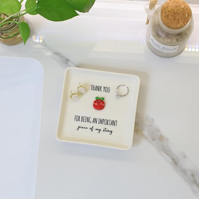 HOME SMILE Gifts for Women Teacher Christmas Ring Dish Jewelry Tray-Graduation Appreciation Thank You School Gifts for Students Teachers Women,Stocking Stuffers for Teacher under 10