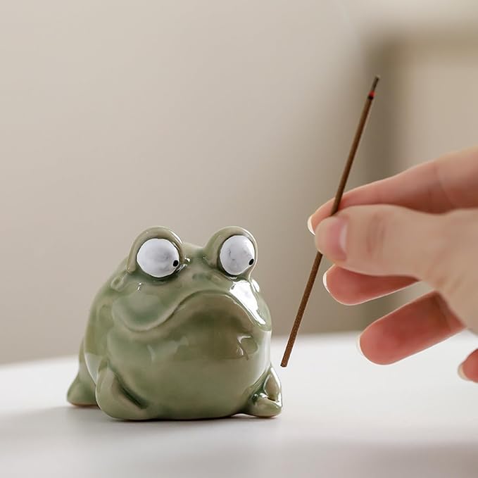 Frog Incense Burner, Incense Holder for Sticks, Ceramic Incense Stick Holder