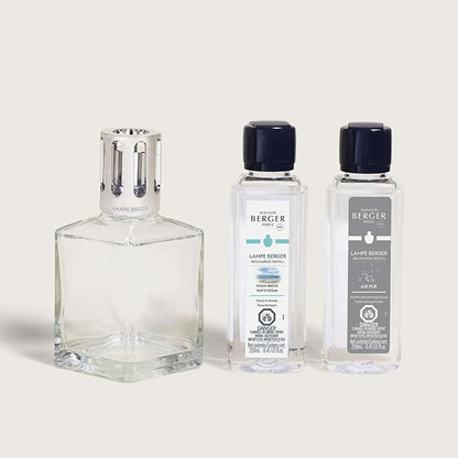 MAISON BERGER Set – Lampe Berger Starter Square Fragrance Diffuser with 2 Refills (Ocean Breeze & So Neutral) – Elegant French Air Purifier – Made in France – 2 × 250 mL (8.45 Fl Oz)